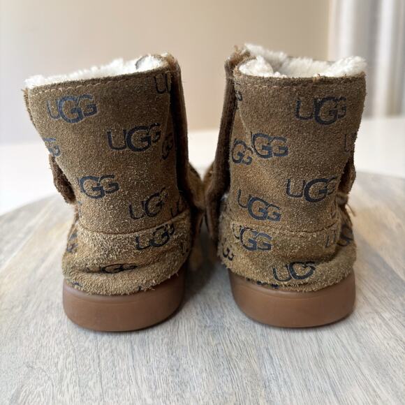 Ugg Keelan Kids Childrens Tan Leather Shearling Lined Boots US Size 10 - Picture 6 of 8